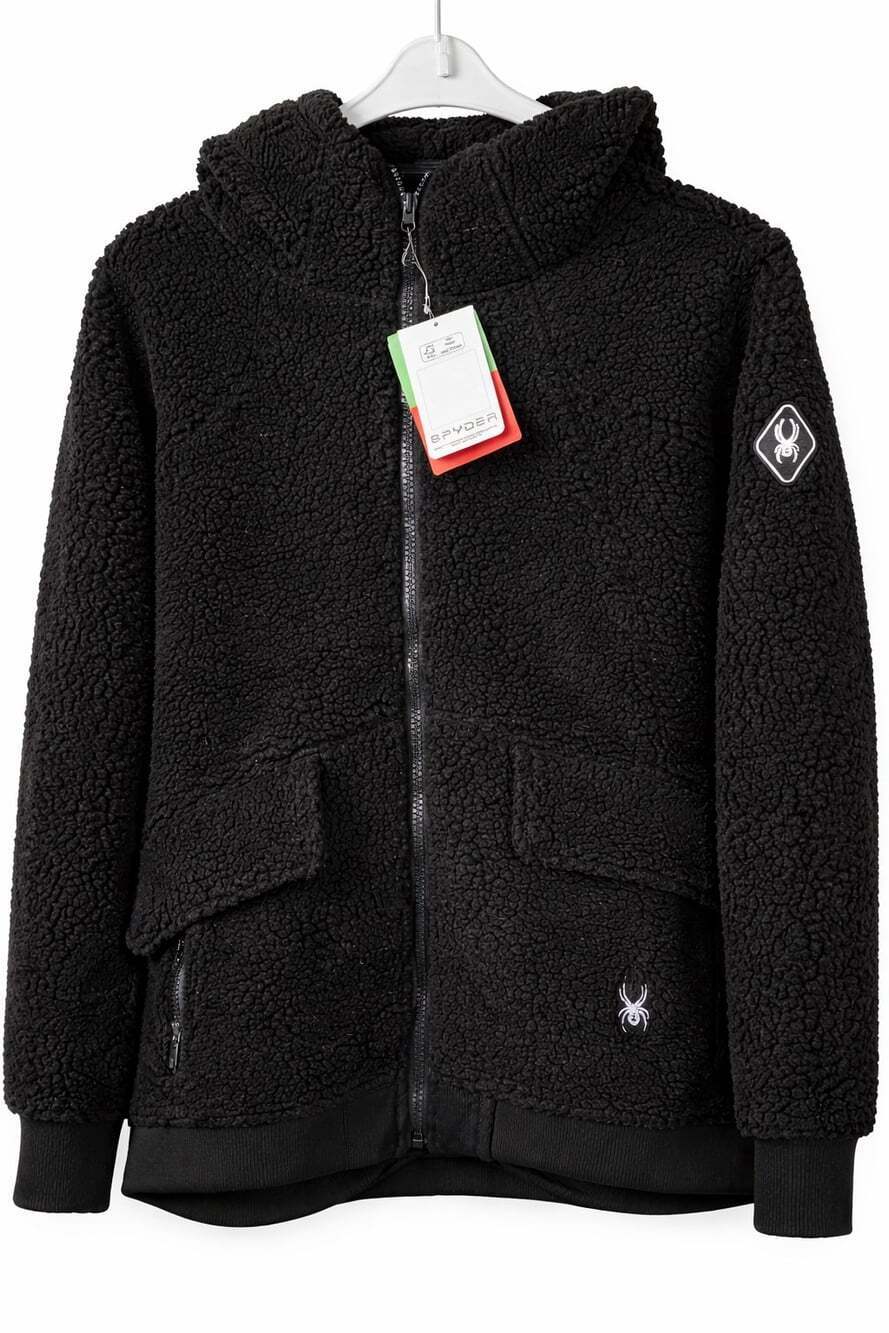 Spyder Hooded Fleece Ski Jacket Thermoweb 2.0 Ladies XL Thick/Black NWT New Cr80